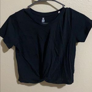 Black Crop Tied Tee